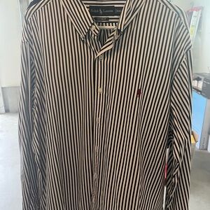 Ralph Lauren Men's Black and White Striped Dress Shirt